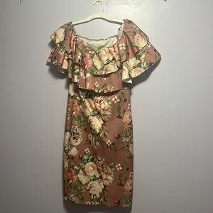off the shoulders floral dress, really pretty! Worn only once. Blush color